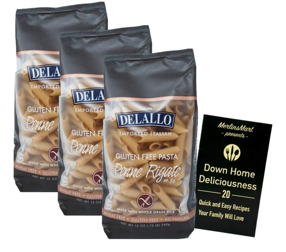 DeLallo Gluten Free Pasta Made with Whole Grain Rice Penne Rigate No. 36 (12