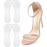 2 Pairs Women's 3/4 Gel Insoles for High Heels, Non-Slip Adhesive Comfort Cushion Shoe Inserts for Sandals, Flats, Boots, and Pumps (Clear)