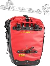 Rhinowalk 25L Waterproof Bike Pannier Bag Rear Rack Saddle Bag Red view 5