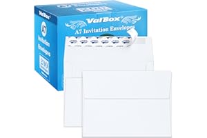 ValBox 200 Qty A7 Invitation Envelopes 5 x 7, 120GSM White Kraft Paper Envelopes for 5x7 Cards, Self Seal, Weddings, Invitations, Baby Shower, Stationery, Office, 5.25 x 7.25 Inches