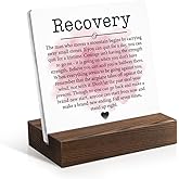 Juoqg Recovery Acrylic Sign with Wooden Stand, Recovery Gifts for Men Women, Sobriety Gifts for Family Friend, Sober Encouragement Gifts, Sobriety Anniversary Plaque, Addiction Recovery Gifts
