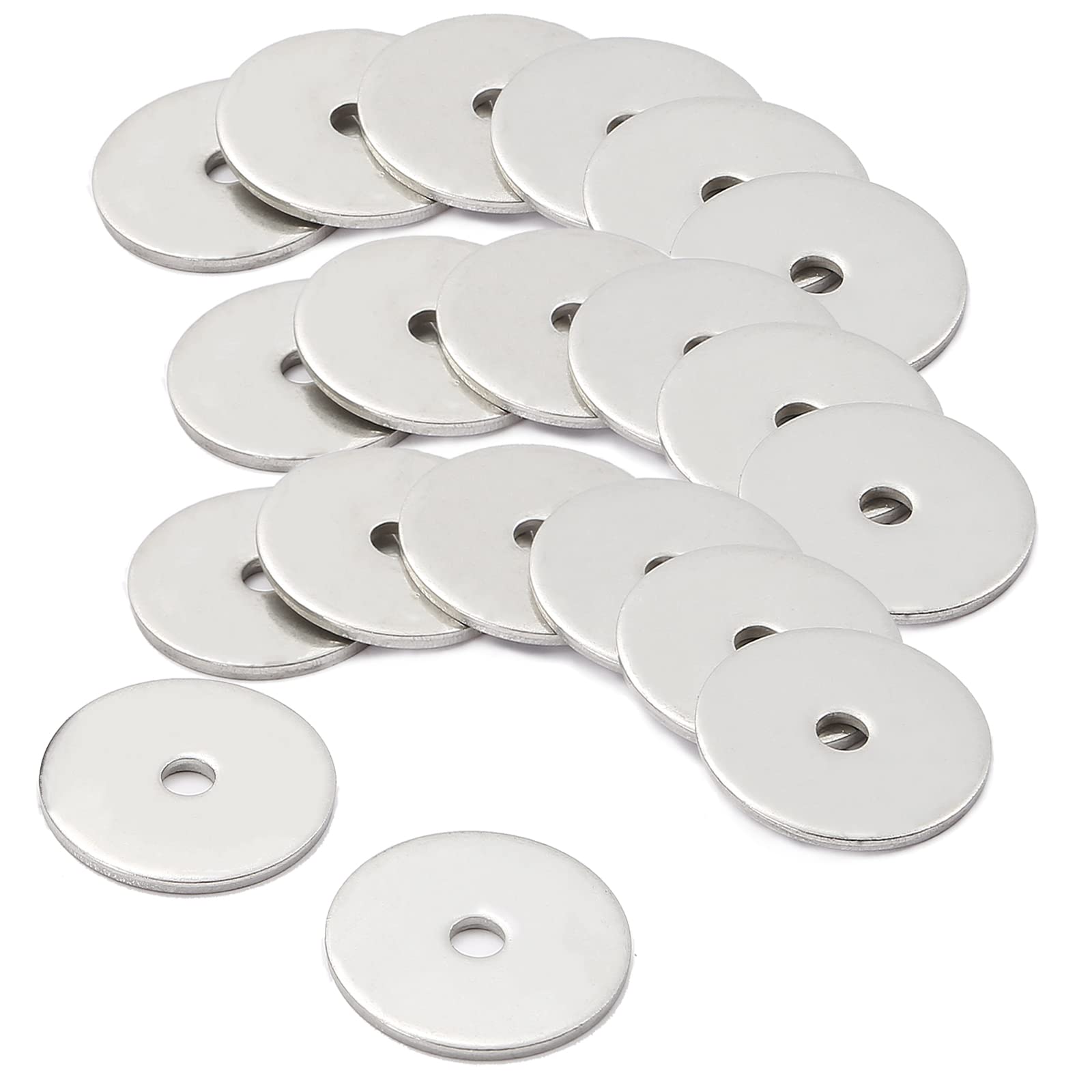 AMLOOPH M4 Washers, M4 x 25mm Metal Flat Penny Washer Thickness 1.5mm- A2 304 Stainless Steel Washers (20 Pack), Large OD Plain Wide Metal Round Flat Spacer Repair Washer for Screws Bolts — image 1