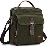 RAVUO Small Messenger Bag for Men, Water Resistant Canvas Satchel Purse Vintage Shoulder Crossbody Bag for Travel Work