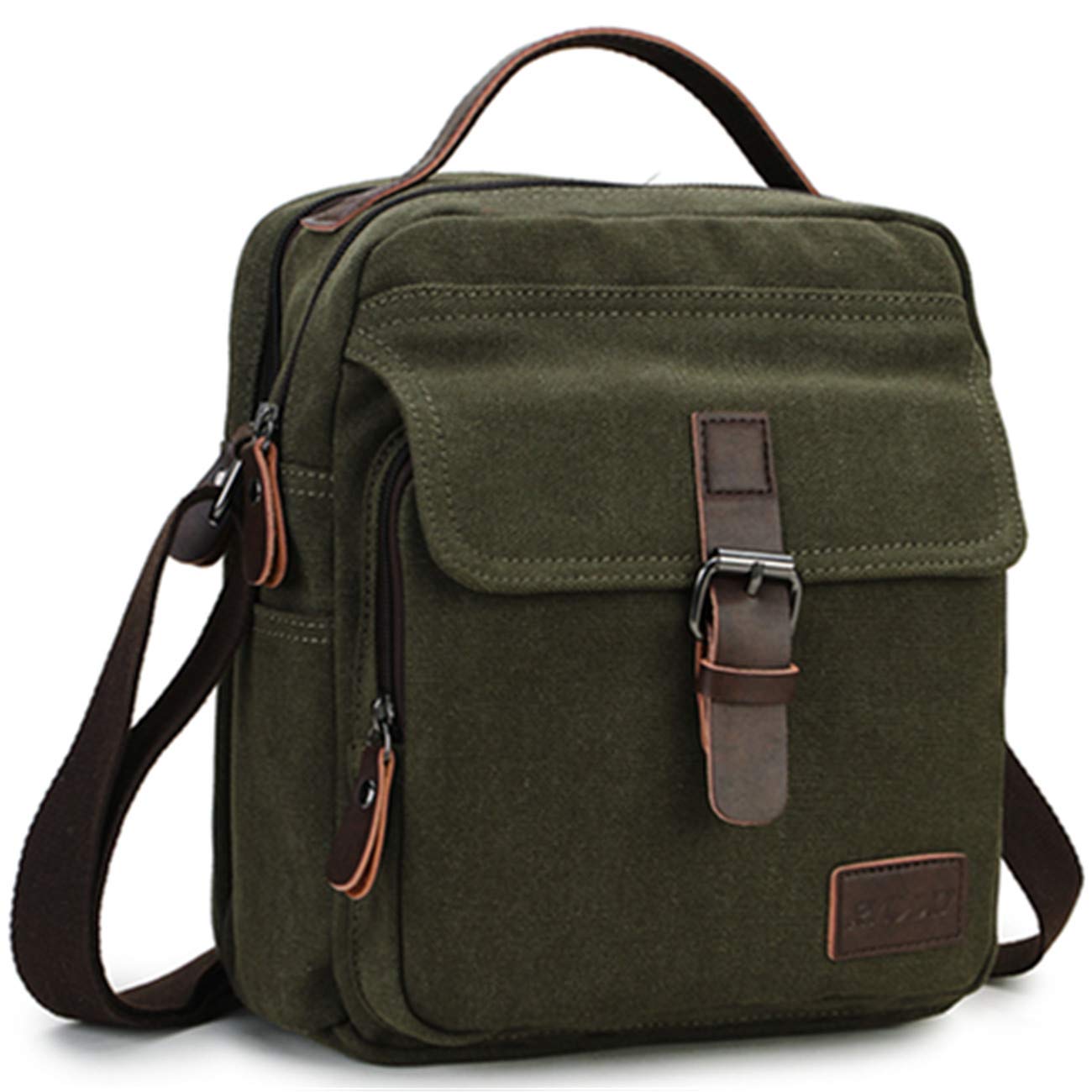 RAVUO Shoulder Bag for men, Water Resistant Small Canvas Messenger Bag Satchel Crossbody Bag for Travel and Work Green