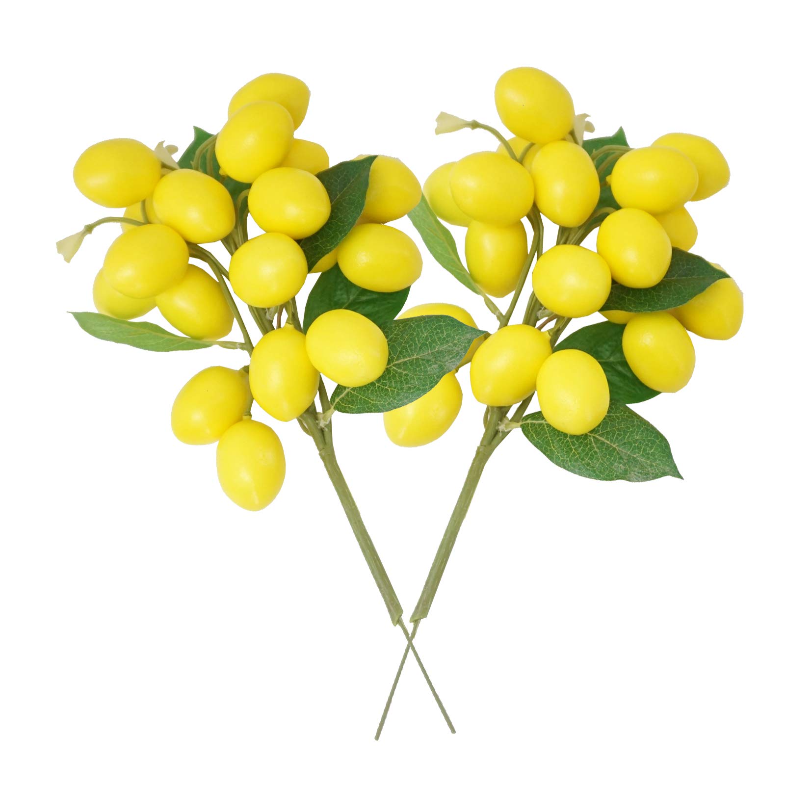 LESHABAYER Artificial Lemon Bunch Branch Garland Vine Wreath Lifelike Fake Fruit Props Home House Garden Wedding Party Decoration Photography Props (2pcs Lemon Bunch)