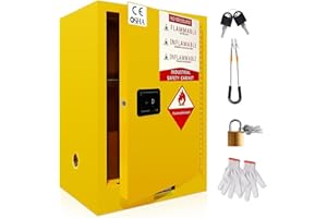 ESAFIO Flammable Safety Cabinet Thickened-23.23" x 18.11"x 35.5", Galvanized Steel Thick Flammable Storage Cabinet, Explosion Proof Cabinet, Fire Cabinet Yellow, for Commercial Industrial Home Use