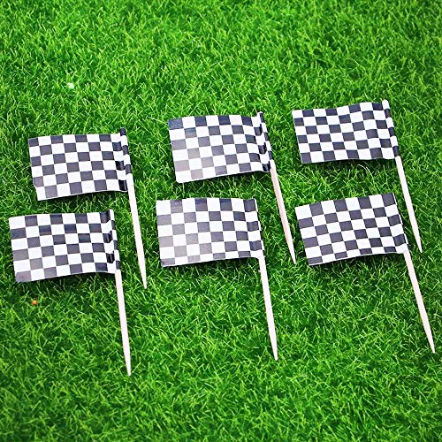 Black and White Checkered Racing Flag Picks Food Fruit Toothpicks Cocktail Sticks Cupcake Toppers Party Decorations, 100 Count - Thumbnail 7