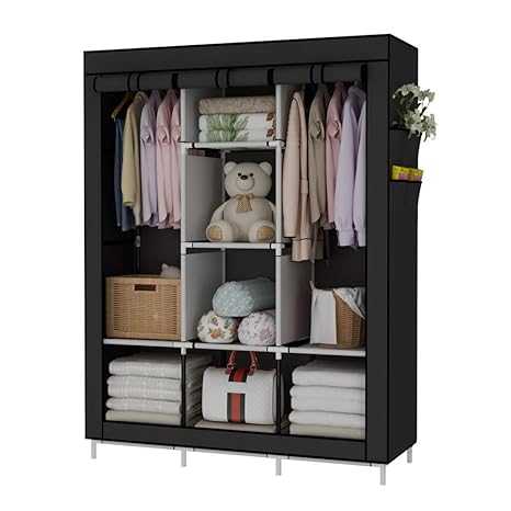 Udear Portable Canvas Wardrobes Clothes Storage Shelves Storage