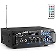 Moukey 2.0 Channel Stereo Bluetooth 5.0 Karaoke Amplifier, 300W Audio Stereo Receiver with RCA, USB, SD, 2 Mic Inputs, FM Radio, MAMP3