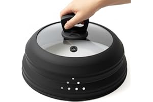 Microwave Splatter Cover Glass 10.5 Inch Microwave Cover for Food with Handle Collapsible Silicone Microwave Cover with Steam