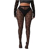 OYOANGLE Women's Plus Size Bow Sheer Tights High Waisted Footed Transparent Pantyhose