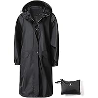 SaphiRose Women's Long Rain Jacket Waterproof Lightweight Hooded Raincoat