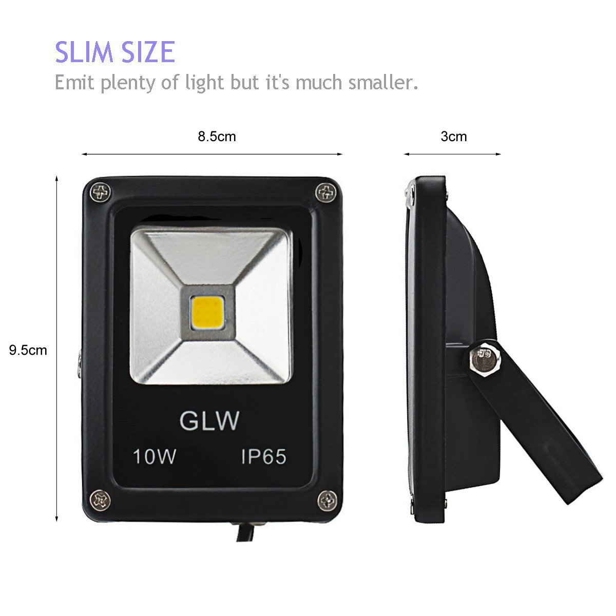 GLW 12V AC or DC LED Flood Light,10W Mini IP65 Waterproof Outdoor Light,900LM,3000K,Warm White Security Light,80W Halogen Bulb Equivalent[2 Pack]