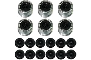 Fenaetimo Trailer Axle Grease Cap, 6Pcs Trailer Bearing Dust Cap 1.98" with Extra 12 Rubber Plugs, Trailer Axle Hub Grease Cover for 2,000 to 3,500 lb Trailer Dexter Lube RV Camper