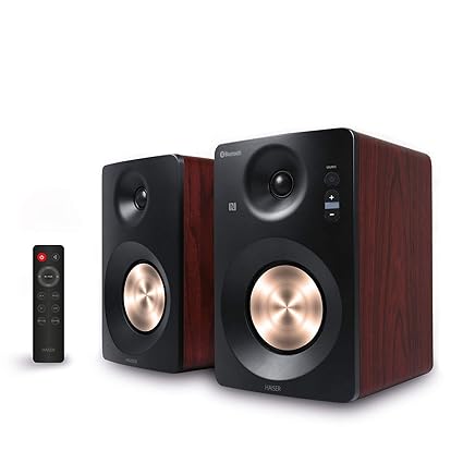 HAISER HSR 120 BT PRO | 60 Watt RMS Aktiv Studio-Lautsprecher Paar mit • Bluetooth • NFC • USB • Boxen • Neodym | Aktiv-Lauts