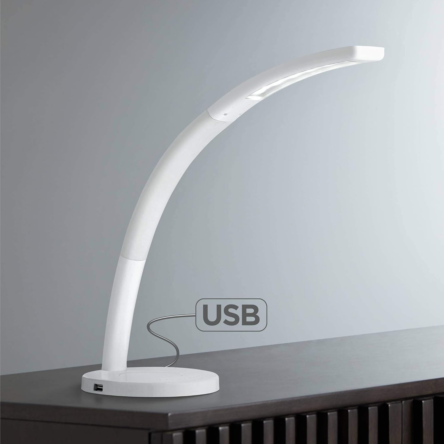 Spree Modern Desk Table Lamps with USB Charging Port Dimmable LED White