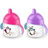 Philips Avent My Penguin Sippy Cup 9oz, Pink and Purple, 2pk, SCF753/27