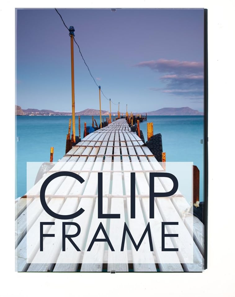 Four X Ninety Clip Frame to hold Picture/Photo/Maxi Poster size 62 x 93cm (24 x 37 approx) - Safety Glass and Borderless