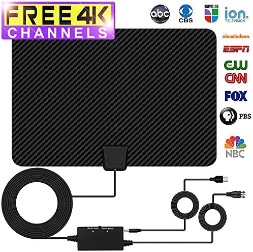 TV Antenna, Indoor Amplified Digtial HDTV Antenna 60 to 80 Mile Range 2018 Newest Advanced Type Switch Console Amplifier Signal Booster, USB Power Supply and 16.5FT High Performance Coax Cable (black)