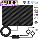 TV Antenna, Indoor Amplified Digtial HDTV Antenna 60 to 80 Mile Range 2018 Newest Advanced Type Switch Console Amplifier Signal Booster, USB Power Supply and 16.5FT High Performance Coax Cable (black)