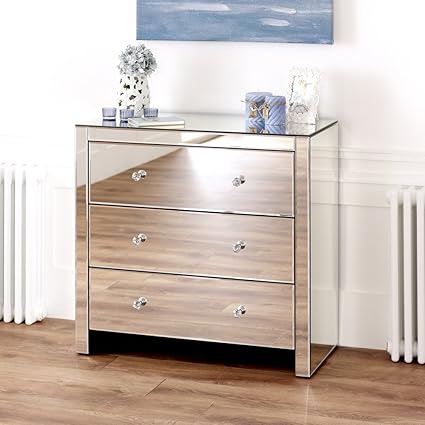 The Furniture Market Venetian Mirrored Compact 3 Drawer Chest