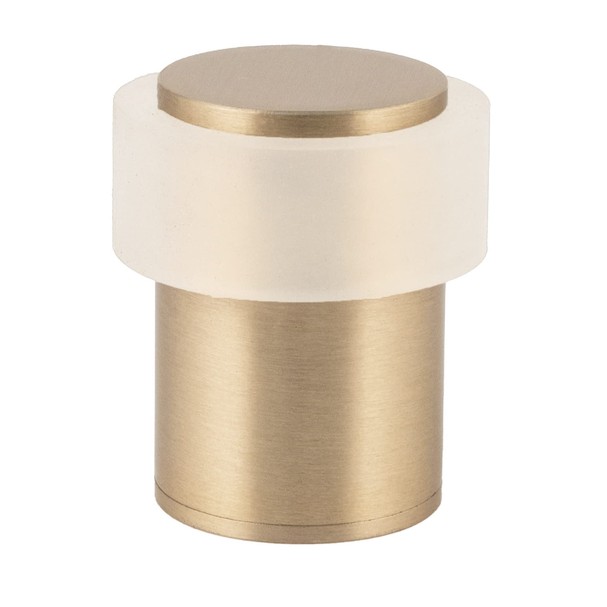 EVI Herrajes | Door Stop | 1.38" x 1.18" | Threaded Base | Satin Matt Brass Finish | White Natural Silicone Rubber | Includes Screw + Fixing Plug | Mod. I-191x35-BMT