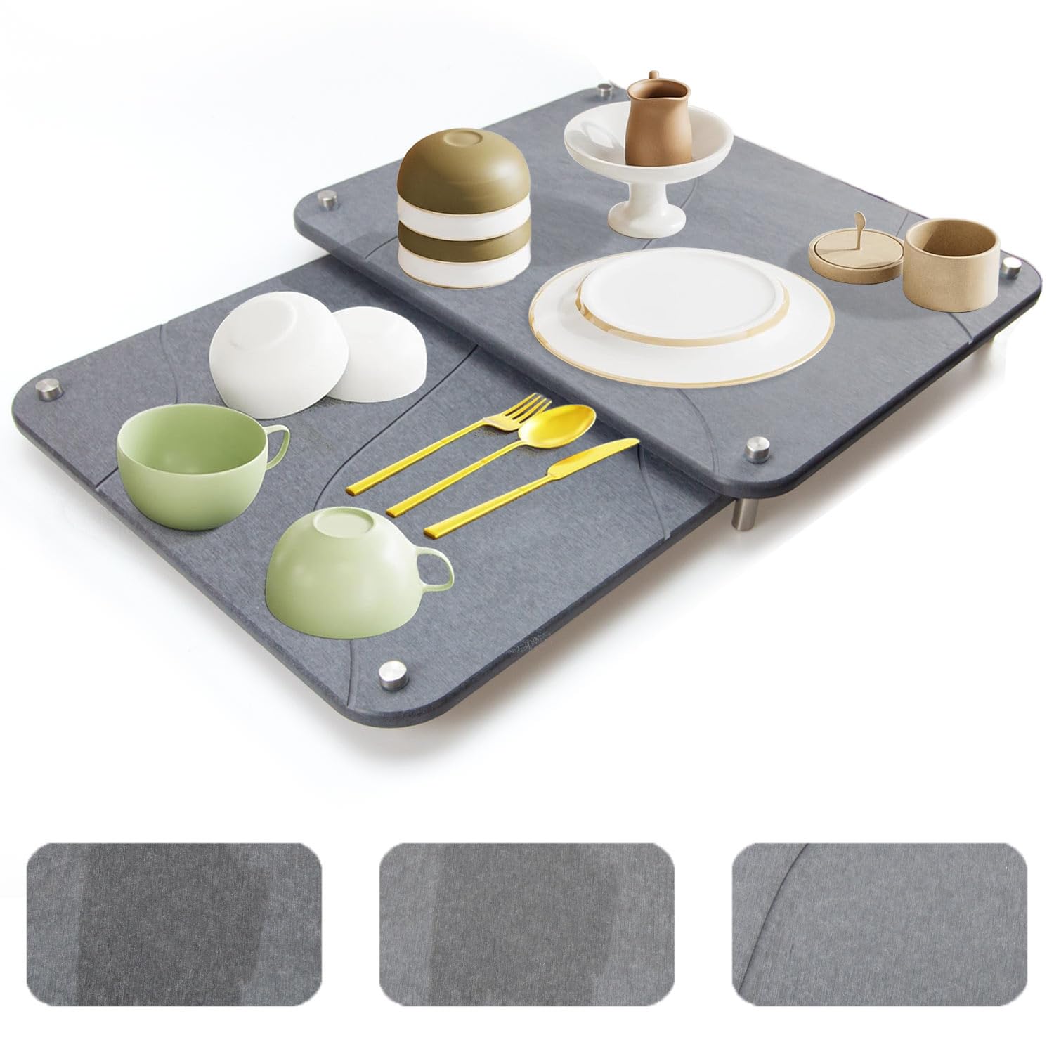 Photo 1 of 2 PCS Stone Dish Drying Mats for Kitchen Counter, Kitchen Dish Drying Mat with Non-Slip Feet, Water Absorbing Stone Tray for Sink, Heat Resistant & Odorless