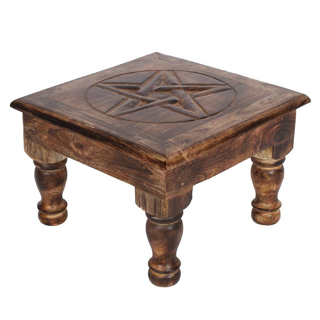 Something Different Enchanting Brown Wood Pentagram Altar Table - 21cm x 30cm (1 Pc) - Exquisite Decoration, Quality Craftmanship - Ideal for Spiritual Home Decor