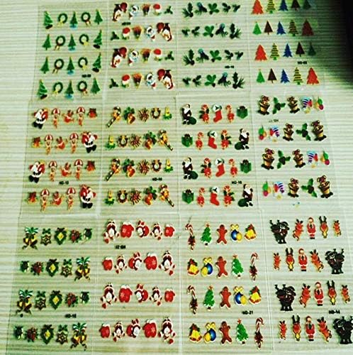 Sunei.f Christmas 3D Nail Art Stickers Decals, New Year Various Sticker/False Nail Manicure Decals Gems Glitter (C)