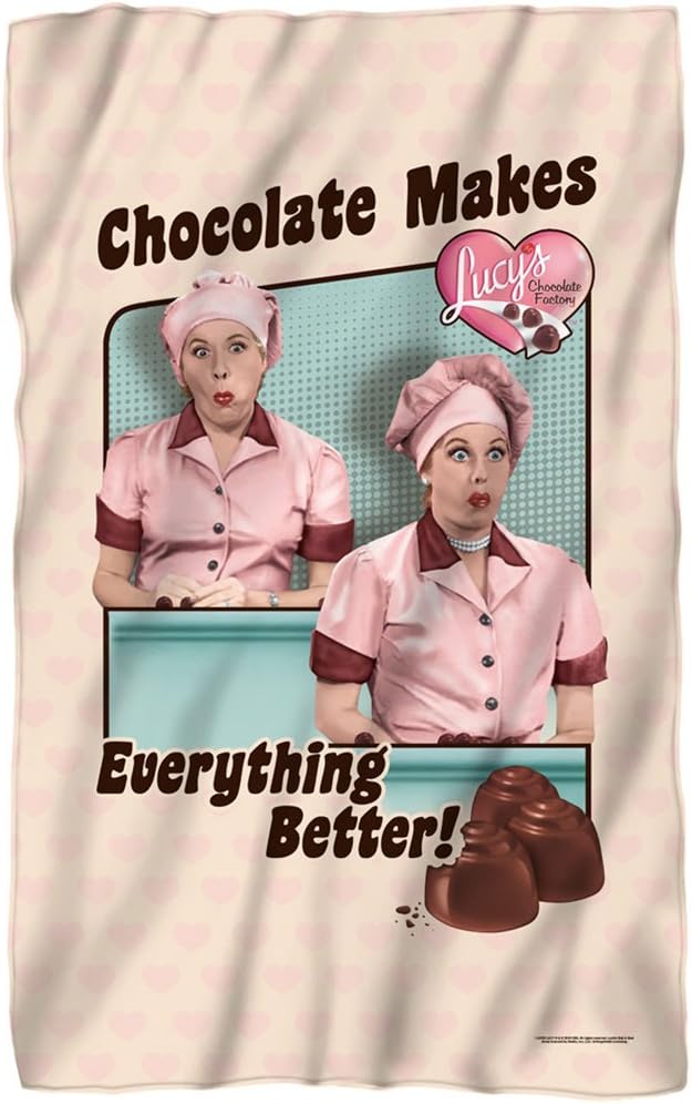 I Love Lucy - Friends And Chocolate Fleece Blanket 35 x 57in