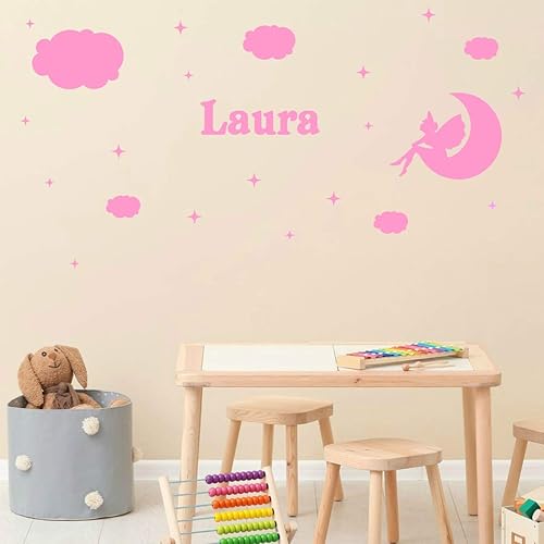 Stickers Mural 35 éléments Ciel étoilé Fée Sur Lune