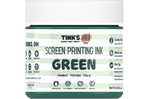 SCREEN PRINT DIRECT Tink's® Screen Printing Ink Green 8oz.—Water Based Screen Printing Fabric Ink for Cotton and Polyester, Blockprinting Ink for Linocut, Opaque Fabric Paint—Paintmaking Supplies for Shirts and Tote Bags