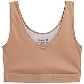 TomboyX V Neck Compression Bra for Women Full Coverage Gender Inclusive, Wireless Medium Support Top, No Padding Sports Bras