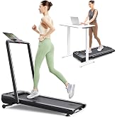 UREVO Strol 2E Smart 2-in-1 Folding Treadmill, Compact Walking Pad with Safety Handle, Plug and Play, Standing Desk Treadmill with Dual LED Display, Smart APP, Walking or Running for Home