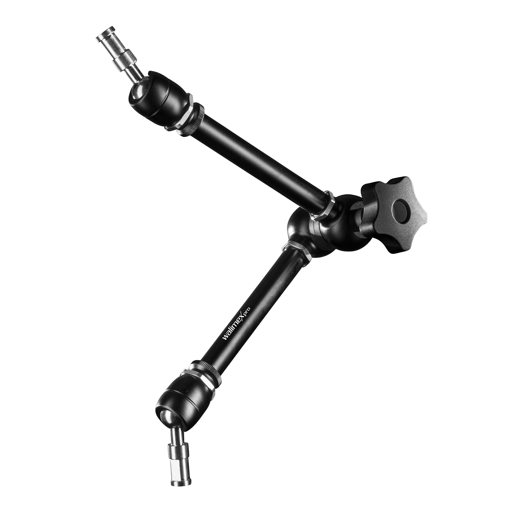 Walimex pro articulated arm XL SP with locking wheel black, with 5/8" spigot on both sides (with 1/4" and 3/8" internal thread), max. load 5kg (ideal for flash heads, cameras and event technology)