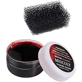 MEICOLY Quality Updated Halloween Coagulated Blood,30g/1.06 oz Fake Blood Gel with Black Stipple Sponge,for SFX Wound,Cuts,Clown,Vampire Film Cosplay Scab Makeup,