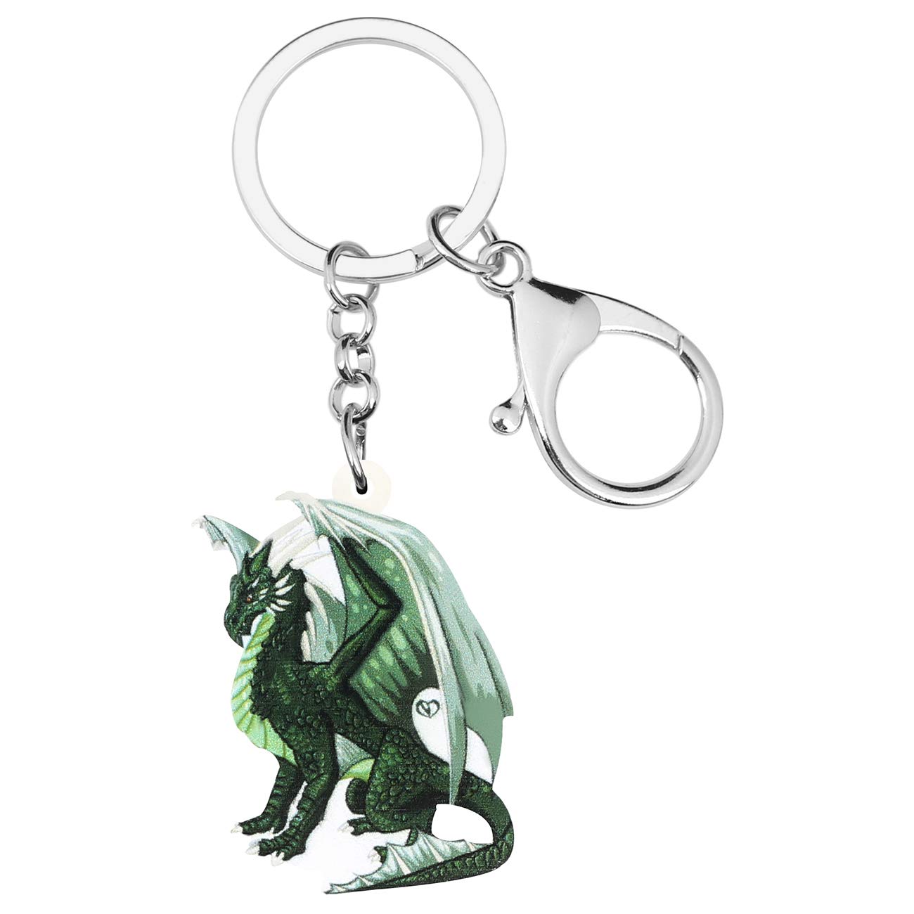 BONSNY Acrylic Dinosaur Keyring Dragon Keychain For Women Girl Jewellery Key Bag Phone Charm Gift (Green)