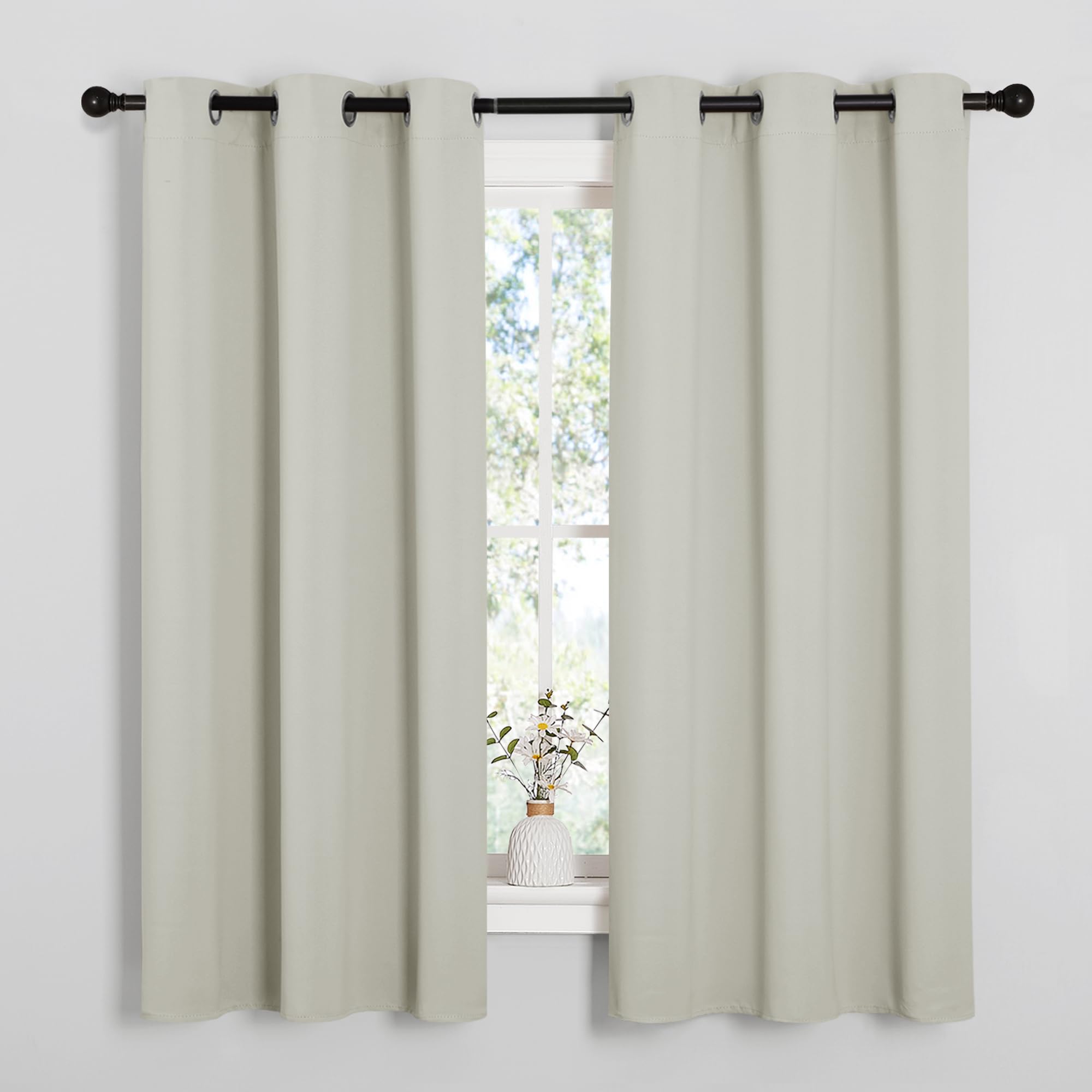 Photo 1 of NICETOWN Thermal Insulated Grommet Room Darkening Curtains/Draperies/Panels for Bedroom (Bone White, 2 Panels, W42 x L63 inches)