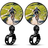 Bike Mirrors, Bicycle Cycling Rear View Safe Mirrors, Adjustable Rotatable Handlebars Mounted Scratch Resistant Glass Lens Plastic Convex Mirror for Mountain Road Bikes Easy to Install
