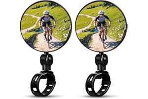 GENERIC Bike Mirrors, Bicycle Cycling Rear View Safe Mirrors, Adjustable Rotatable Handlebars Mounted Scratch Resistant Glass Lens Plastic Convex Mirror for Mountain Road Bikes Easy to Install