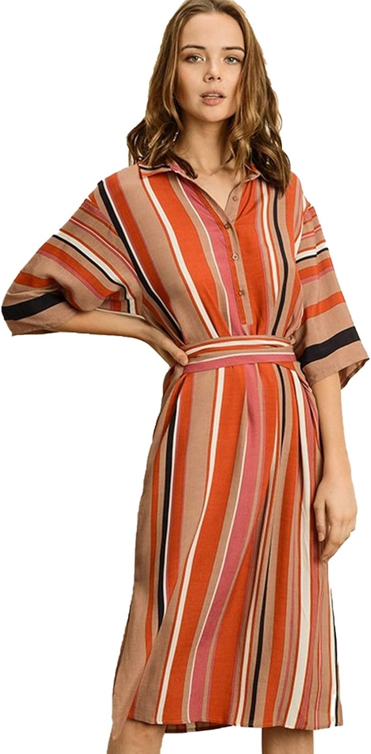 warehouse multi stripe midi dress