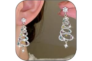 FRODETE Christmas Earrings for Women Cute Christmas Bow Tree Snowflake Santa Claus Jingle Bell Drop Dangle Earrings Xmas Holiday Party Favors Decor Accessories