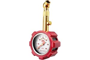 Tire Pressure Gauge – 5–60 PSI Analog Gauge with Pressure Hold, Extended Sealing 360° Swivel Chuck & Dual Protective Shell – 