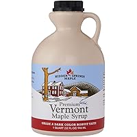 Hidden Springs Maple 100% Natural Vermont Maple Syrup, Grade A Dark Robust (Formerly Grade B), 32 Ounce, 1 Quart, Family Farm