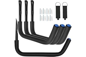 Locawaya Kayak Storage Hooks, 15Inch Heavy Duty Garage Wall Mount Rack, Garage Storage Hangers for Canoe, Surfboard, Snowboar
