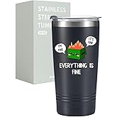 Onebttl Dumpster Fire Gifts For Men/Women, Vacuum Insulated Tumbler 20oz With Lid and Stra, Funny White Elephant Gifts for Adults Coworkers - Fine