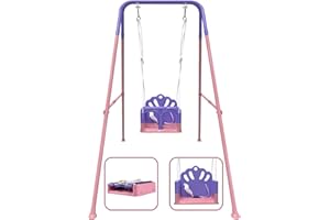 YOZOIA Foldable Toddler Swing Set, Indoor & Outdoor Baby Swing Set for Backyard, Safe and Durable Design, Grow with Your Child (Pink)
