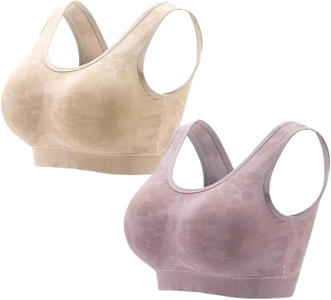 mixzones 2Pack Women's Comfortable Bras Plus Size, Pull Over Seamless