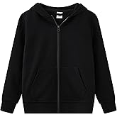 UMELOK Kids Full Zip-Up Hoodie Solid Sweatshirt for Boys and Girls