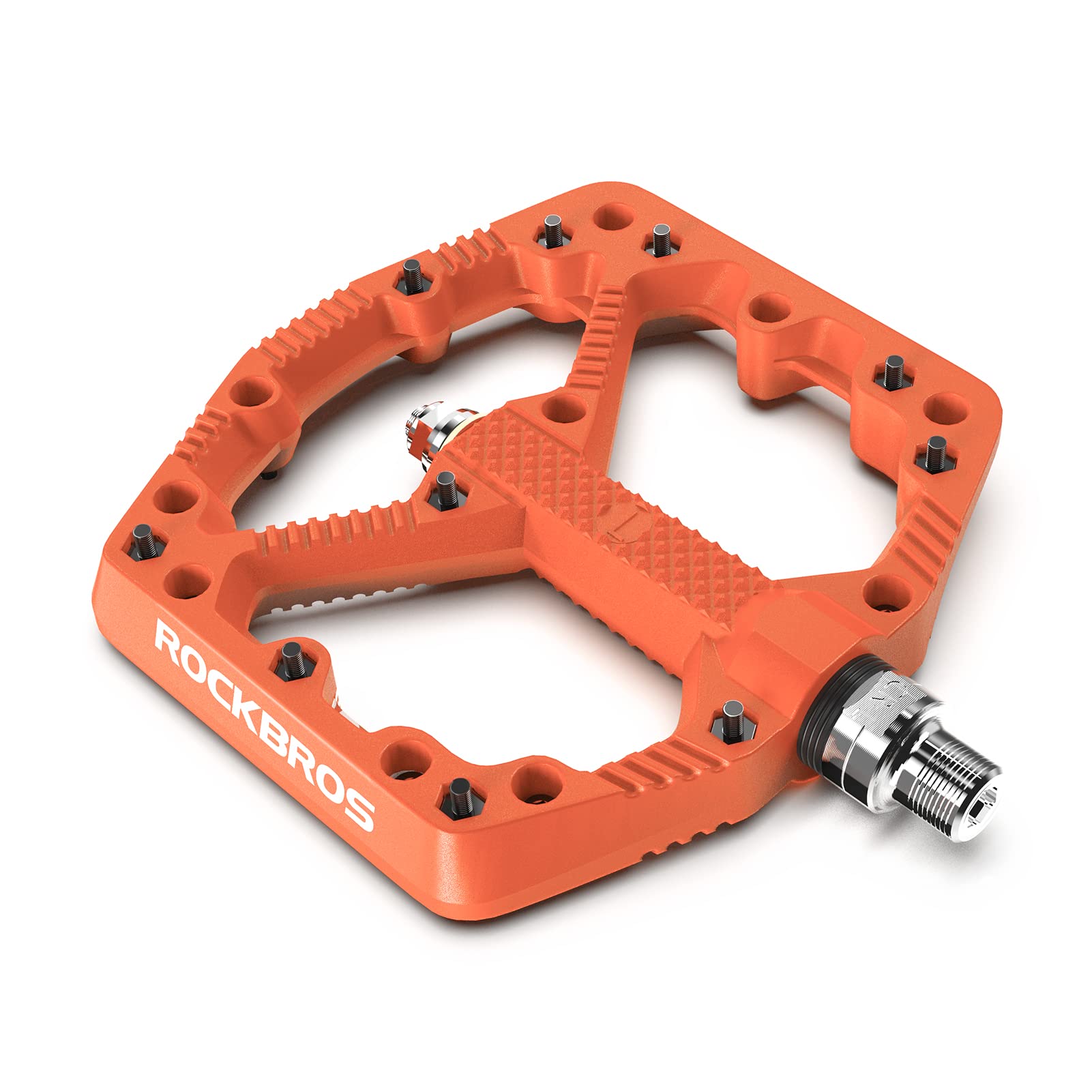 Photo 1 of ROCKBROS Mountain Bike Pedals Flat MTB Pedals Nylon Fiber Bicycle Platform Pedals for Road Mountain BMX MTB Bikes Orange